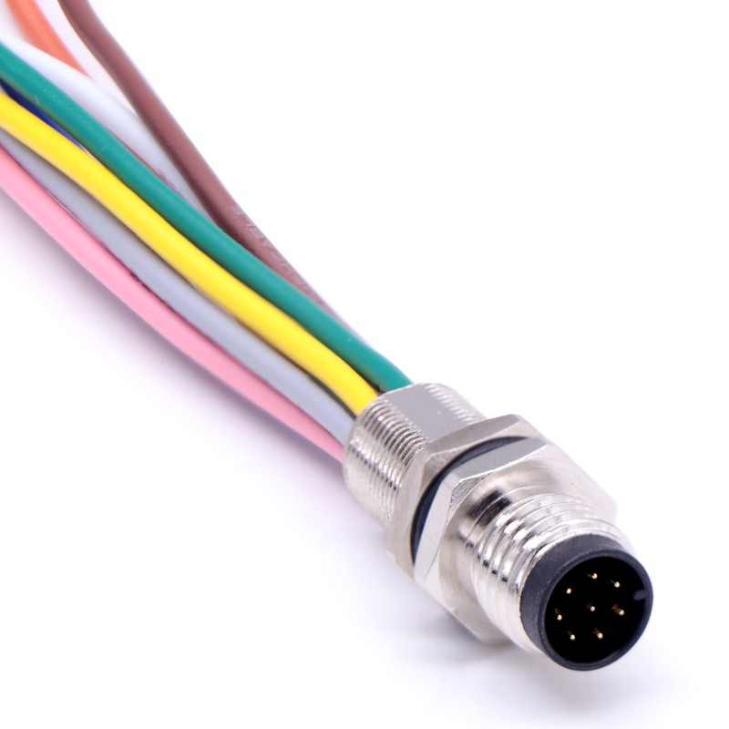 M8 Cable Assembly IP67 3 4 Pin Rear Lock